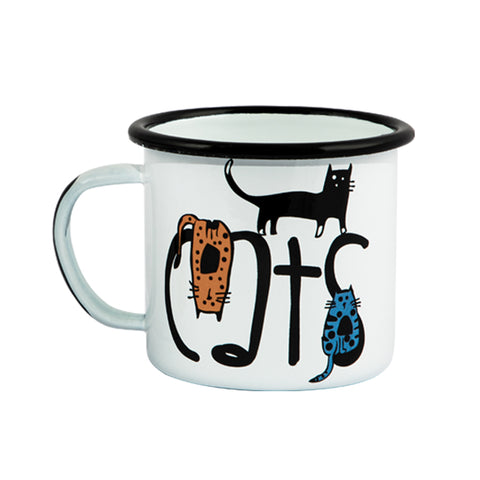 Biggdesign Cats Patterned Enamel Mug Set, Enamel Cup