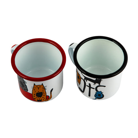 Biggdesign Cats Patterned Enamel Mug Set, Enamel Cup