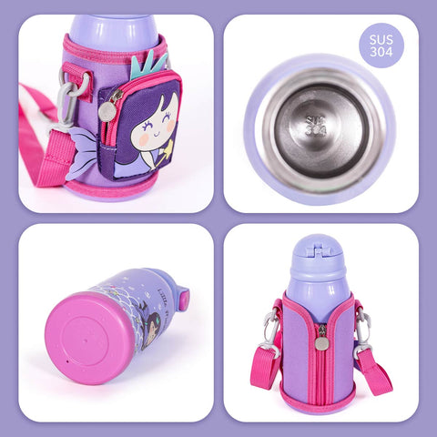 MILK&MOO steel children's drinking bottle with bag mermaid 550 ml