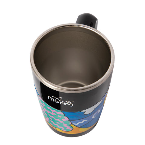 Any Morning thermo mug with handle and lid, coffee to go mug, 470 ml