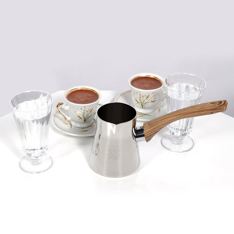 Serenk Definition Türkische Kaffeekanne Set, Mokkakanne aus Edelstahl
