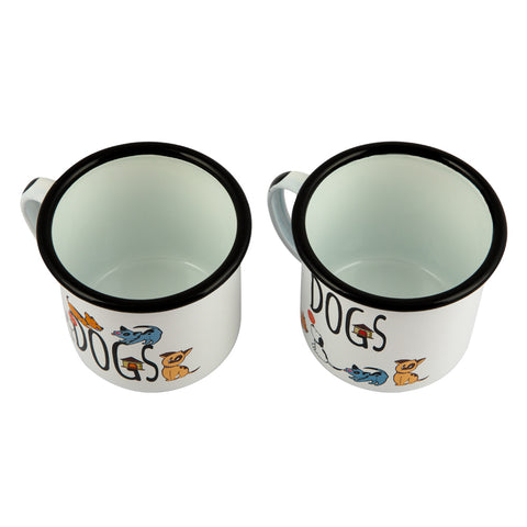 Biggdesign Dogs Patterned Enamel Mug Set, Enamel Cup