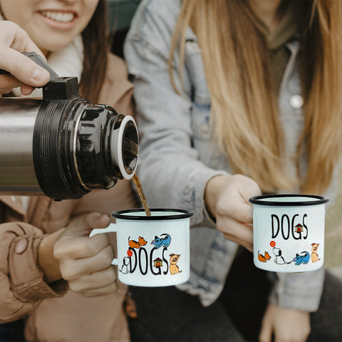 Biggdesign Dogs Patterned Enamel Mug Set, Enamel Cup