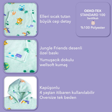 Milk&Moo Little Mermaid Tragbare Decken-Hoodie Kinder Jungen Mädchen Grün