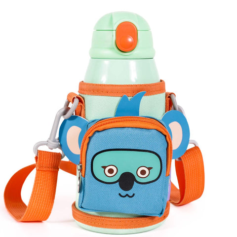 MILK&MOO steel children's drinking bottle with bag Jungle Friends