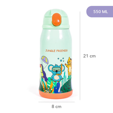 MILK&MOO steel children's drinking bottle with bag Jungle Friends