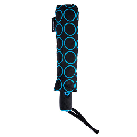 Biggbrella Mini Regenschirm, schwarz mit blauen Punkten