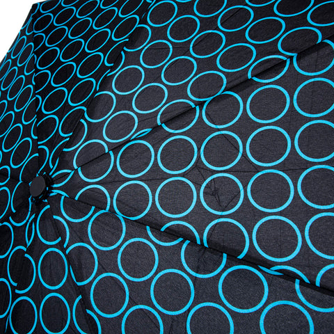Biggbrella Mini Regenschirm, schwarz mit blauen Punkten