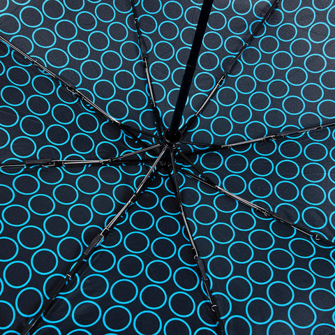 Biggbrella Mini Regenschirm, schwarz mit blauen Punkten