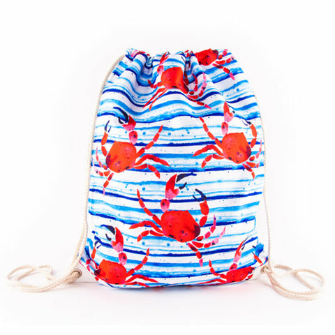 Anemoss Marine Collection Crab drawstring backpack