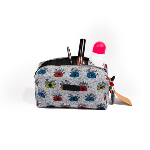 Biggdesign My Eyes on You Damen Kosmetiktasche, Grau, 20x10 cm