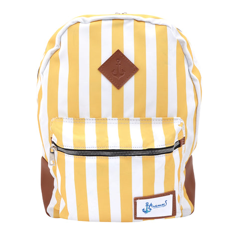 Anemoss Marine Collection canvas backpack with yellow and white stripes
