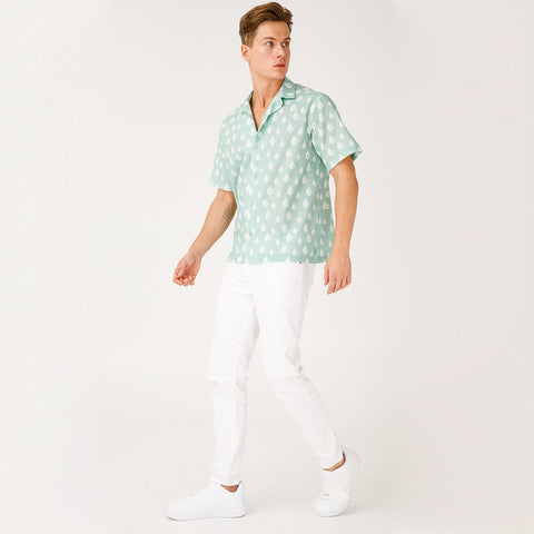 Anemoss Marine Collection Sailboat Herren Kurzarmhemd, Blau, M
