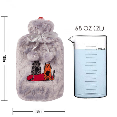 BiggDesign Katzen Wärmflasche, 2L, Grau