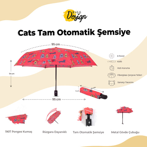Biggdesign Cats Mini red umbrella
