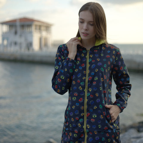 Biggdesign My Eyes on You Damen Regenmantel, Regenjacke Damen, Wasserdicht