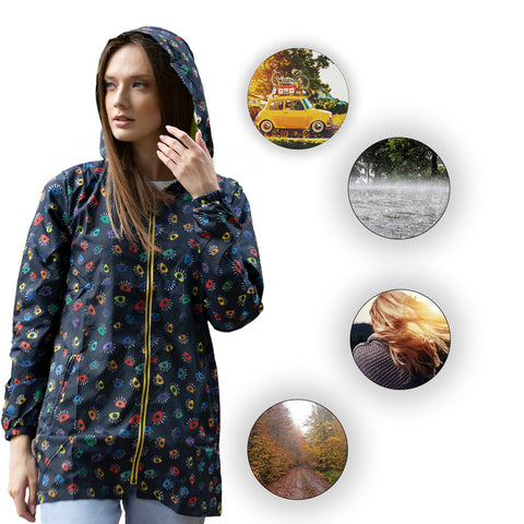 Biggdesign My Eyes on You Damen Regenmantel, Regenjacke Damen, Wasserdicht