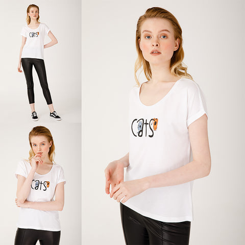 Biggdesign Schelmisches Katzenmuster T-Shirt