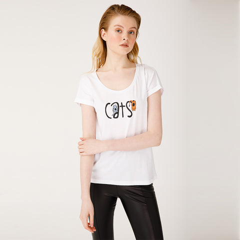 Biggdesign Schelmisches Katzenmuster T-Shirt