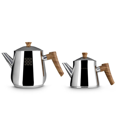 Serenk Definition Turkish Teapot Set, Caydanlik, Brown