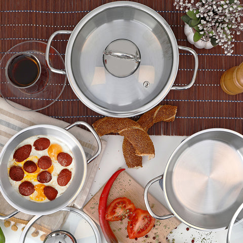 Serenk Definition stainless steel egg pan set, 14-16-18cm