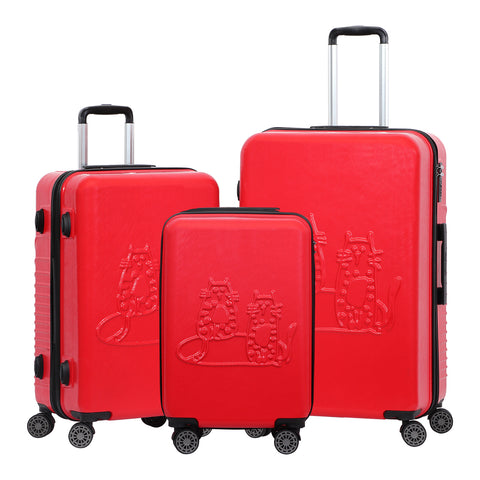 Biggdesign Cats suitcase set suitcase set 3 pieces hard shell red