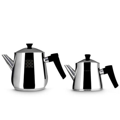 Serenk Definition Turkish Teapot Set, Caydanlik, Black