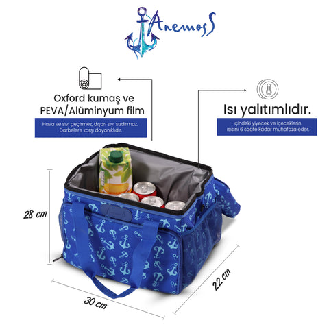Anemoss Anker isolierte blaue Tasche