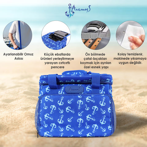 Anemoss Anker isolierte blaue Tasche