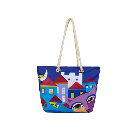 Biggdesign Owl and City Beach and shopping bag, beach bag