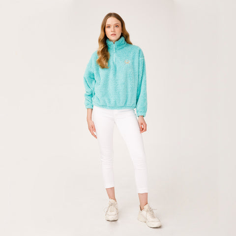 Anemoss Marine Collection Crab Damen Fleecejacke, Plüsch Sweatshirt, Blau, S