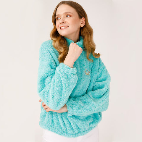 Anemoss Marine Collection Crab Damen Fleecejacke, Plüsch Sweatshirt, Blau, S