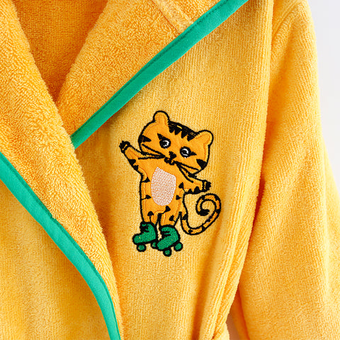Milk&Moo Skater Cheetah Kinder Bademantel, Baumwolle, Gelb, 5-6 Jahre