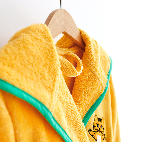 Milk&amp;Moo Skater Cheetah Children's Bathrobe, Cotton, Yellow, 5-6 Years