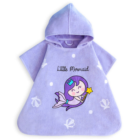 Milk&amp;Moo Little Mermaid Bath Poncho Kids Purple