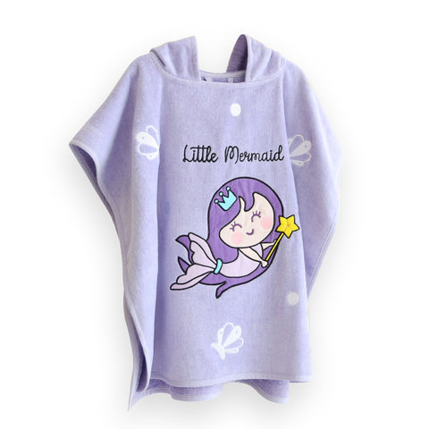 Milk&amp;Moo Little Mermaid Bath Poncho Kids Purple