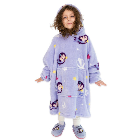 Milk&Moo Kleine Meerjungfrau Tragbarer Decken-Hoodie für Kinder Jungen Mädchen, Lila