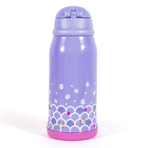 MILK&MOO Stahl-Kindertrinkflasche mit Tasche Meerjungfrau 550 ml