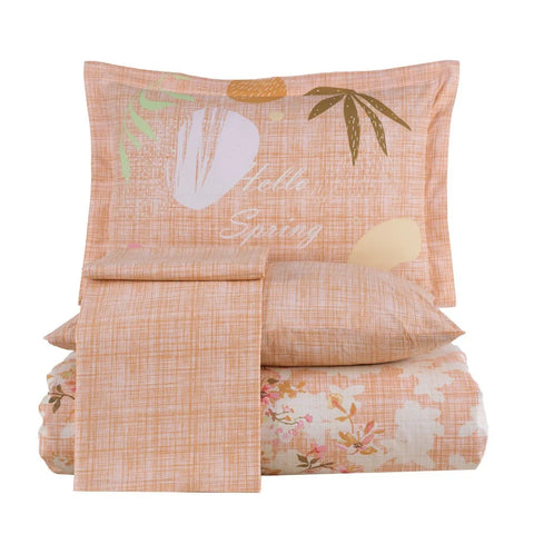 Hobby Lily Lachs – Popeline-Doppelbettbezug-Set