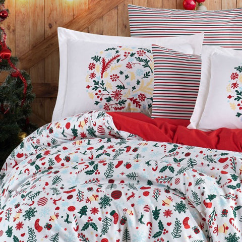 Hobby Viola Popeline Doppel-Weihnachtsbettbezug-Set
