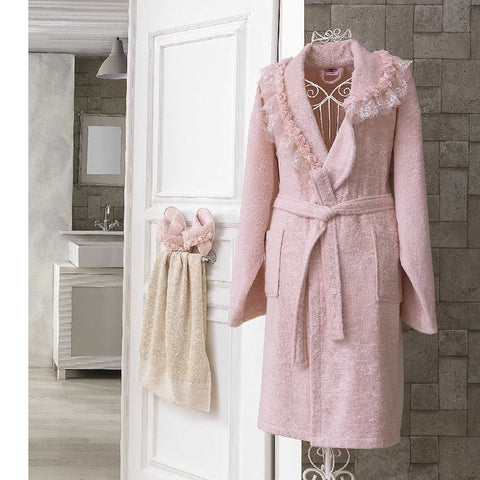 Hobby Efsun Bambus-Bademantel-Set – Puderbeige