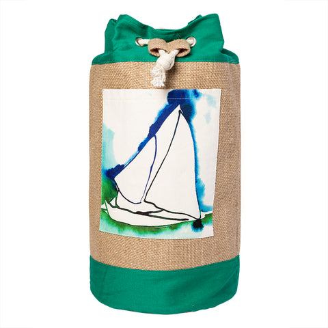 Anemoss Marine Collection Sailboat Grüne Jute Tasche