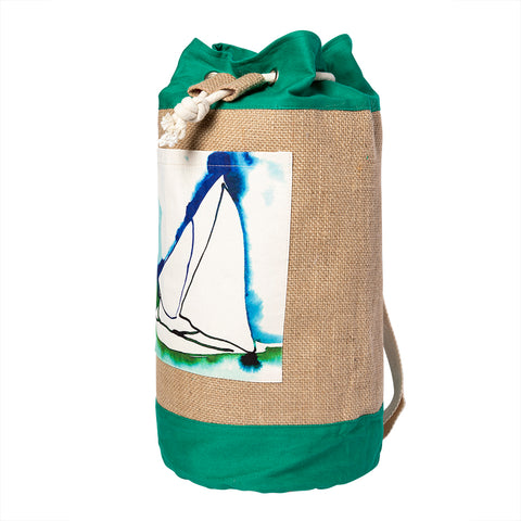 Anemoss Marine Collection Sailboat Grüne Jute Tasche