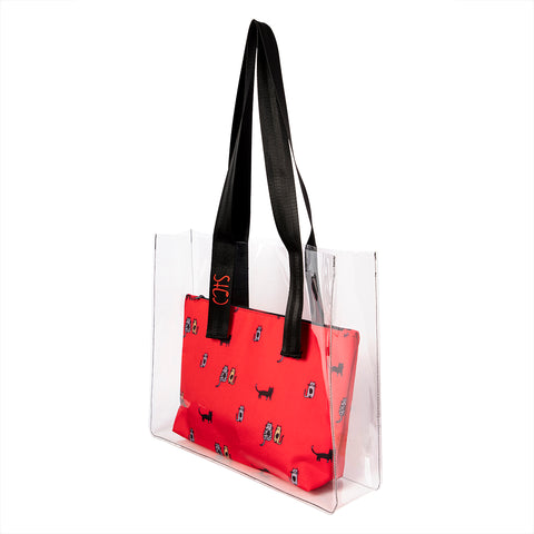 Biggdesign Cats transparent tote bag with inner pocket