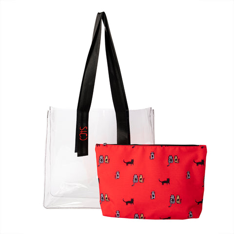 Biggdesign Cats transparent tote bag with inner pocket
