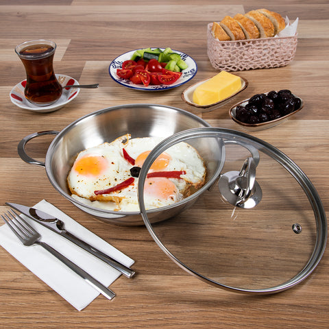 Serenk Modernist pan set, stainless steel pan, serving pan, Sahan