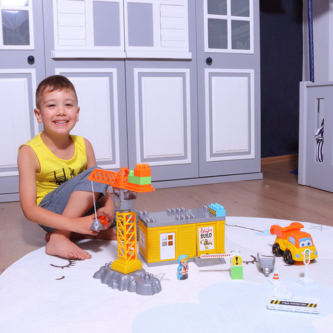 Ogi Mogi Toys crane construction site vehicle toy for ages 3 and up