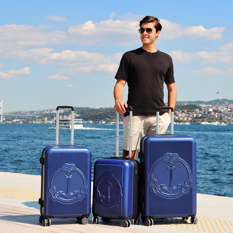 Biggdesign Ocean suitcase set suitcase set 3 pieces hard shell blue