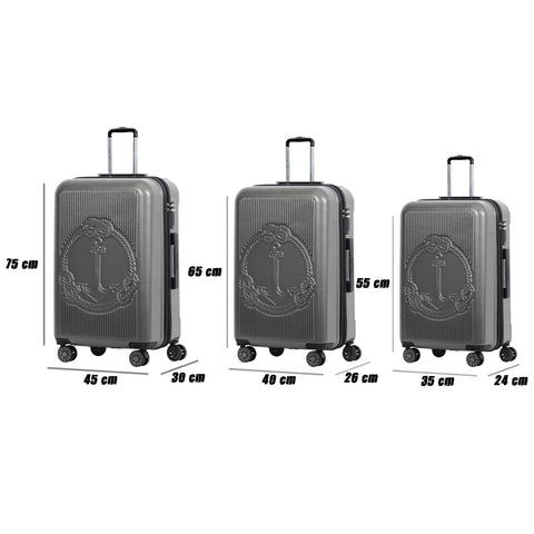 Biggdesign Ocean Koffer Set Kofferset 3 teilig Hartschale Grau