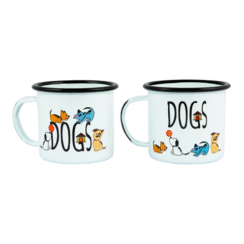 Biggdesign Dogs Patterned Enamel Mug Set, Enamel Cup